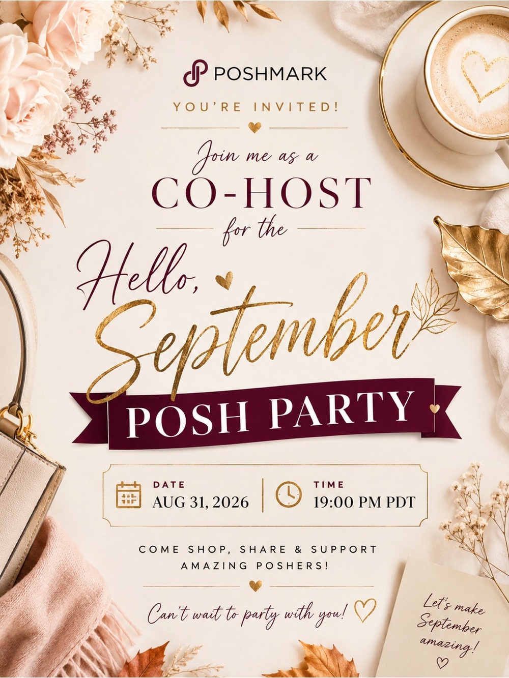 Join me at the "Hello, September Posh Party" on Aug 31, 2026 at 19:00 PM PDT. 🌻 - Picture 1 of 2